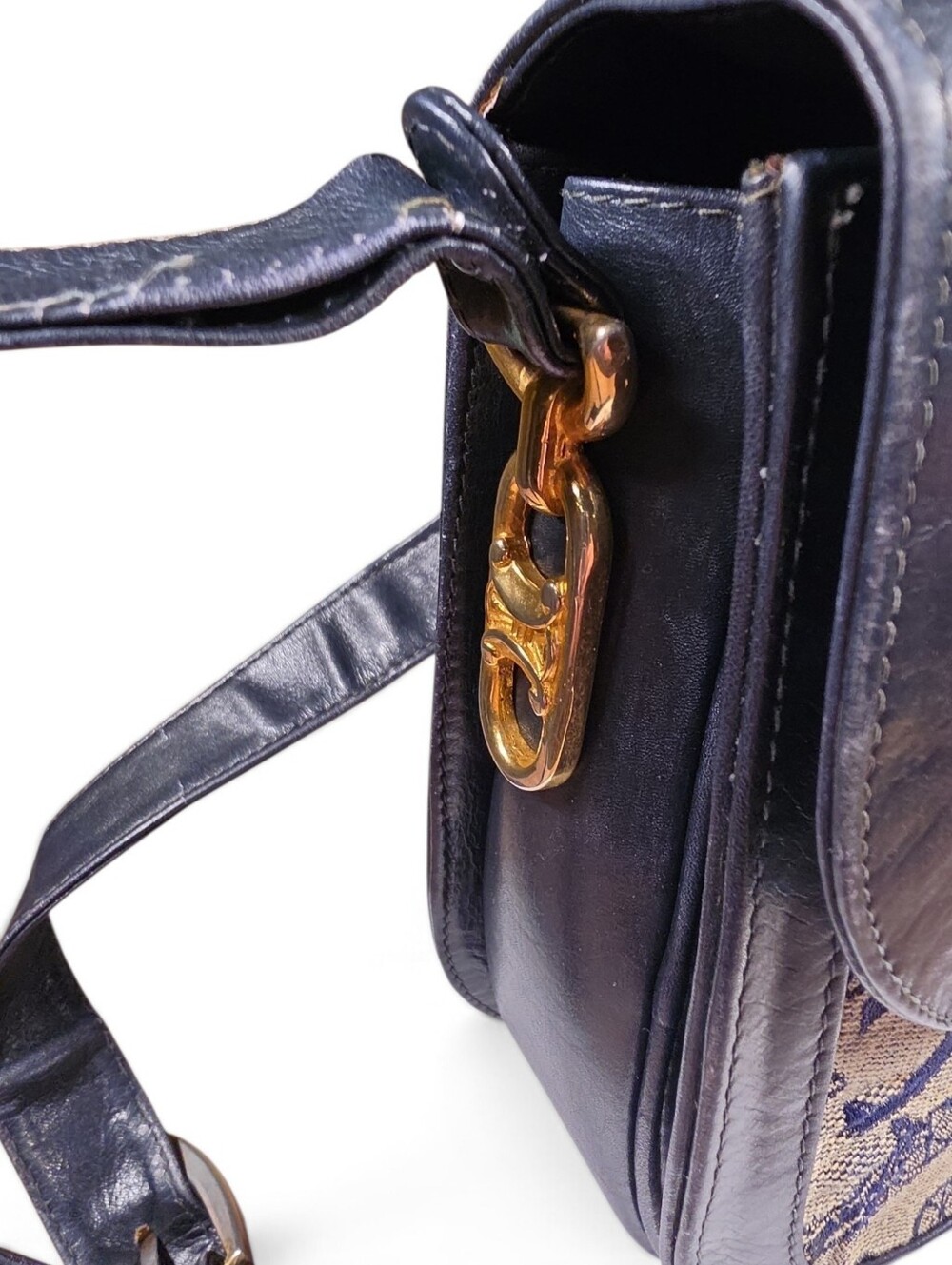 Vtg. CELINE C Sulky Horse & Carriage Jacquard Navy Canvas Purse (Retail $1500+) - Picture 12 of 17